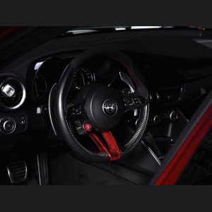 Alfa Romeo Stelvio Steering Wheel Trim - Carbon Fiber - Lower Trim Set - Red Candy - QV Model